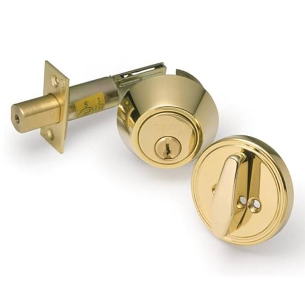 Lot of 6 -Weiser Safelock Brass Round Deadbolt Lock