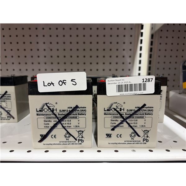 Lot of 5 Assorted Sealed Lead Acid Batteries