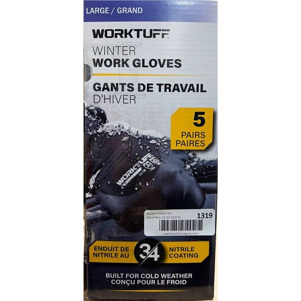 Worktuff Winter Work Gloves – Large, 5 Pairs