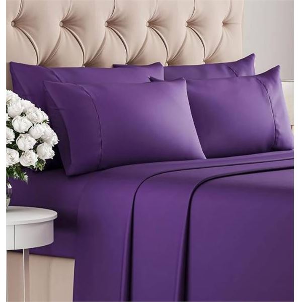 Comfy Bamboo World 4-Piece King Sheet Set 8000 Cold Stitches Purple