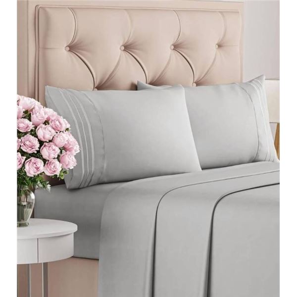 Comfy Bamboo World Celeste 9900 Series King 4-Piece Sheet Set Grey