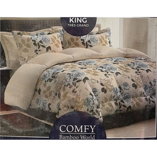 King-Size 7-Piece Comforter Set in Vintage Rose Design