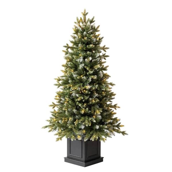4.5 ft Pre-Lit Potted Aspen Artificial Christmas Tree, Color-Changing Radiant Micro LED Lights