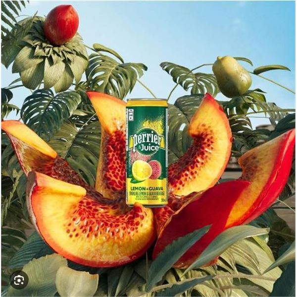 Perrier Lemon & Guava Sparkling Water Juice 24 x 330mL Cans