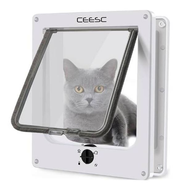 CEESC 4-Way Rotary Locking Cat Door – Large Black Version