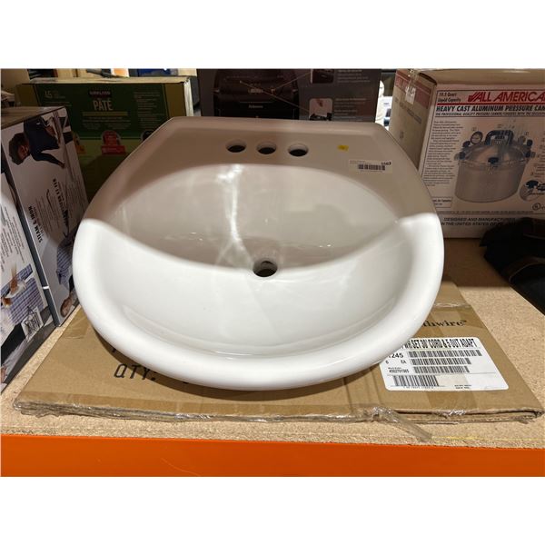 White Ceramic Bathroom Sink with Pre-Drilled Faucet Holes