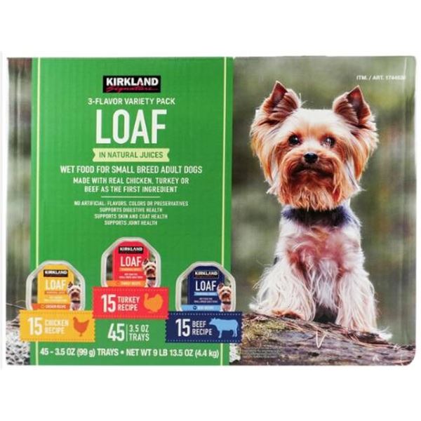 Kirkland Dog Food Pate 3-Flavor Variety Pack, 45 x 99.2 g Trays