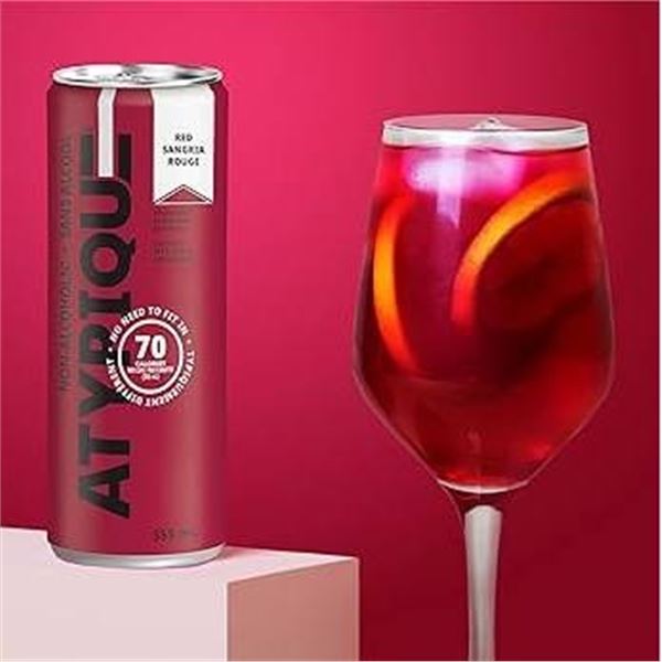 Atypique Red Sangria Rouge Non-Alcoholic Flavored Beverage, 4 Cans X 355 mL