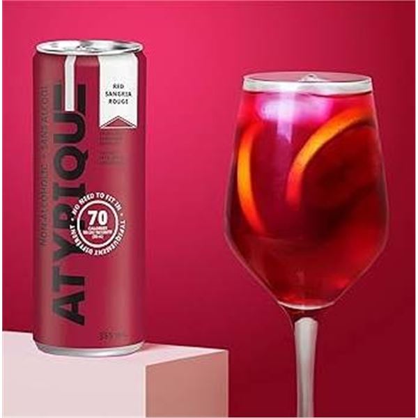 Atypique Red Sangria Rouge Non-Alcoholic Flavored Beverage, 4 Cans X 355 mL