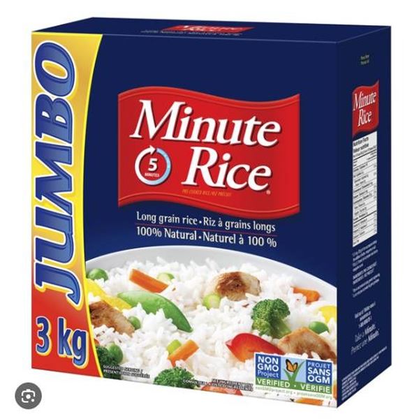 Minute Rice Long Grain White 3kg with 5-Minute Preparation