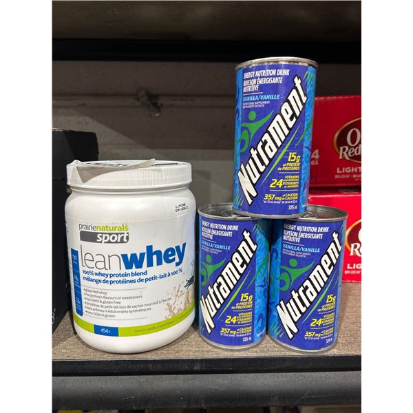 Prairie Naturals Sport Lean Whey Protein and Nutrament Energy Drink Bundle