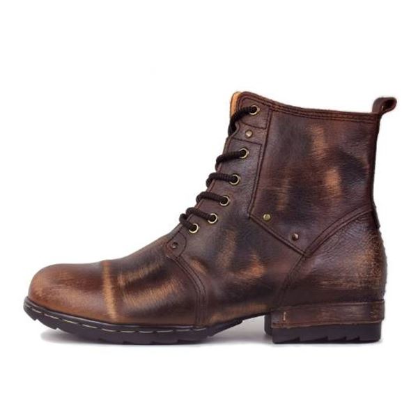 Osstone Moto Boots for Men, Fleece Brown, US Size 10.5, Model 6015-2