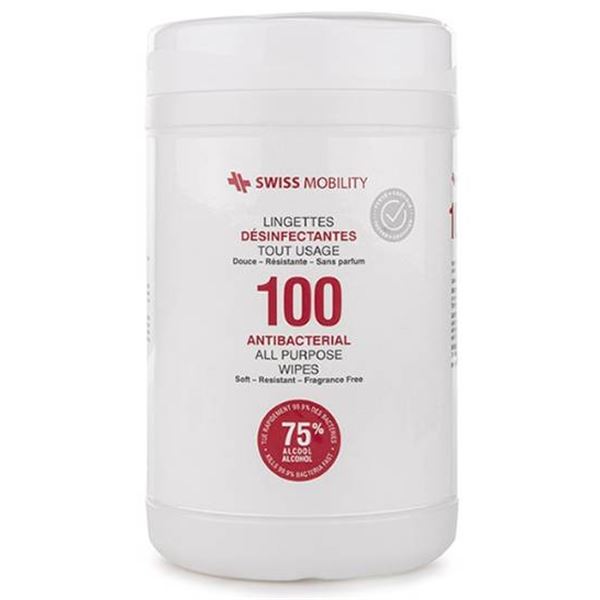 Swiss Mobility Antibacterial All-Purpose Wipes, 24×100 Wipes
