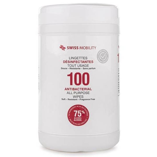Swiss Mobility Antibacterial All-Purpose Wipes, 24×100 Wipes