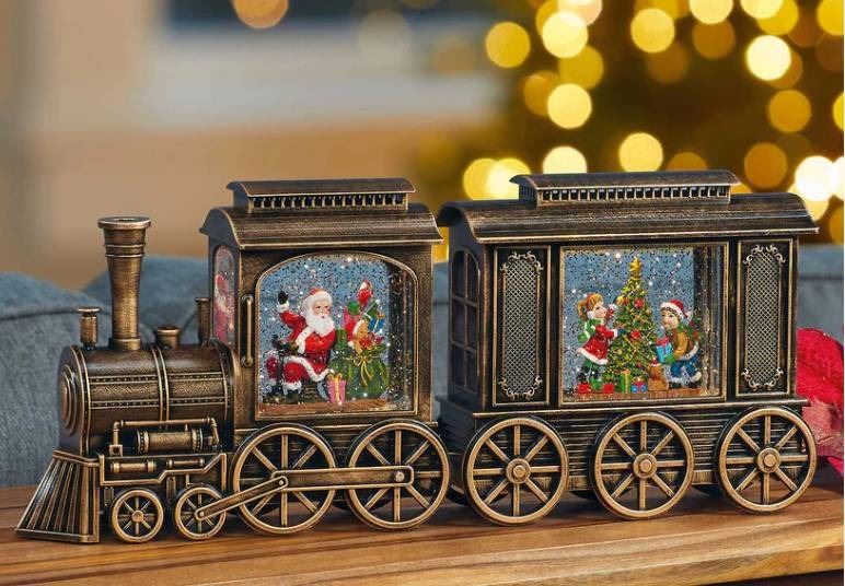 Bronze-Colored Holiday Train With Light-Up Glitter Features and Santa ...