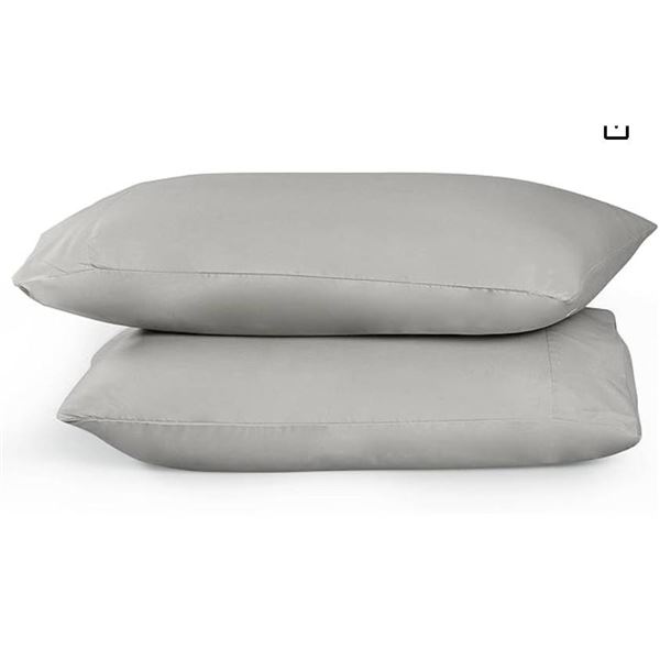 Home Beyond & HB design – 2-Pack Premium Pillowcase Set (Queen Size, 20×30-Inch, Grey)