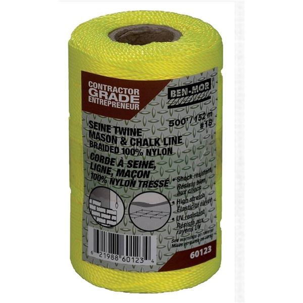 Lot of 5 -Ben-Mor Seine Twine Mason & Chalk Line 500 ft / 152 m, Braided Nylon, #18