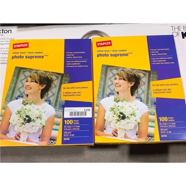 Staples Photo Supreme Laser Paper, 8.5 x 11 Inches, 100 Sheets Lot of 2