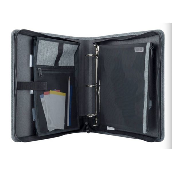 Hilroy Three-Ring Zippered Organizer Binder With Zipper Closure and Multiple Storage Sections Black