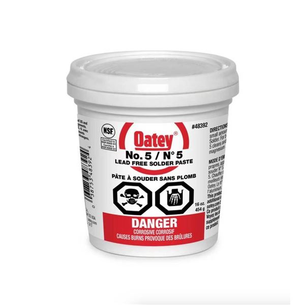 Oatey No. 5 Lead-Free Solder Paste, 16 oz (Model #48392)