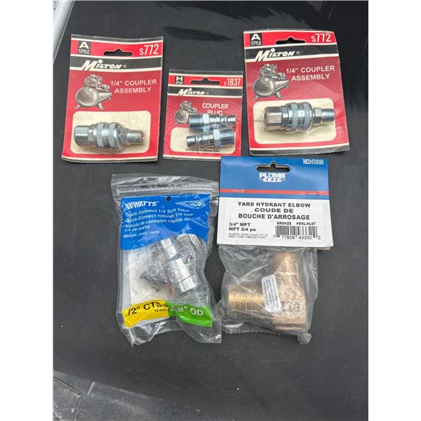 Assortment of  Fittings Including Mitron Couplers and Yard Hydrant Elbow