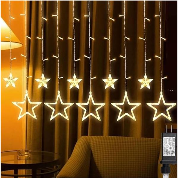 LED Star Curtain Lights Warm White, Model SW-LSL-2.7-150, IP44 Certified