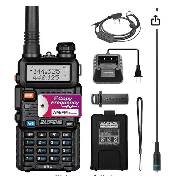 BAOFENG 5RX Ham Radio (Upgraded of UV-5R) Multi-Band Receiving Long Range Two Way Radio,AM/FM Recept