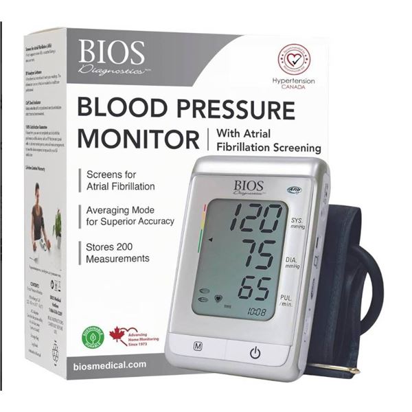 BIOS Diagnostics Blood Pressure Monitor with Atrial Fibrillation Screening