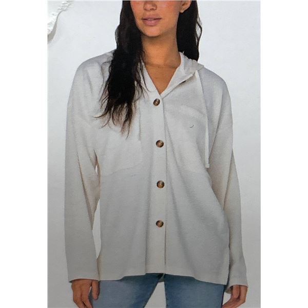 Roxy Women’s Long-Sleeve Hooded Button-Up Shirt, Size S/P