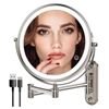 Image 1 : Joyeikon 8-Inch Wall-Mounted LED Makeup Mirror with Rechargeable Feature