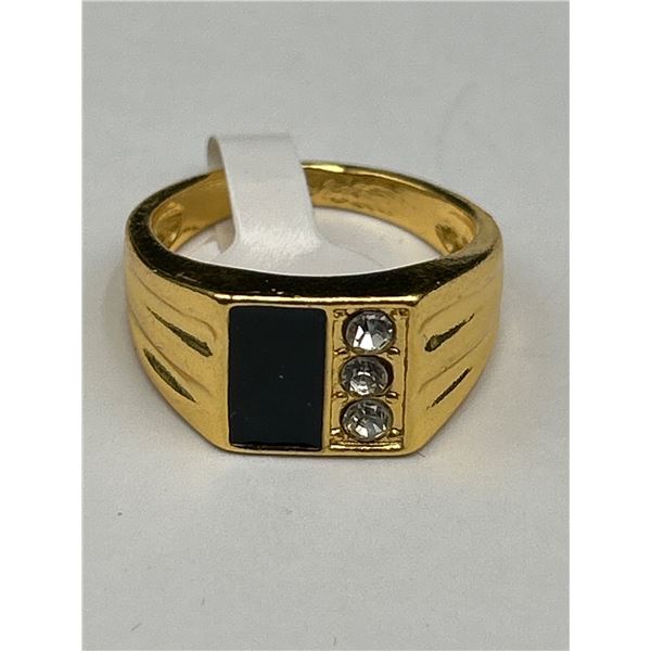 Gents 14K GP onyx solitaire ring
