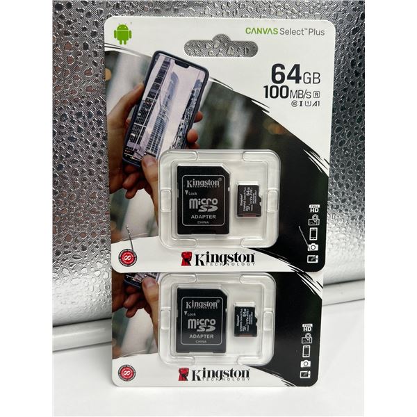 Kingston 64GB microSDHC Canvas Select Plus with Adapter – Pack of 2