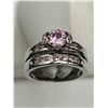 Image 1 : Sterling Silver 925 Pink Cubic Zirconia Ring Set