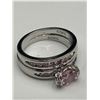 Image 4 : Sterling Silver 925 Pink Cubic Zirconia Ring Set