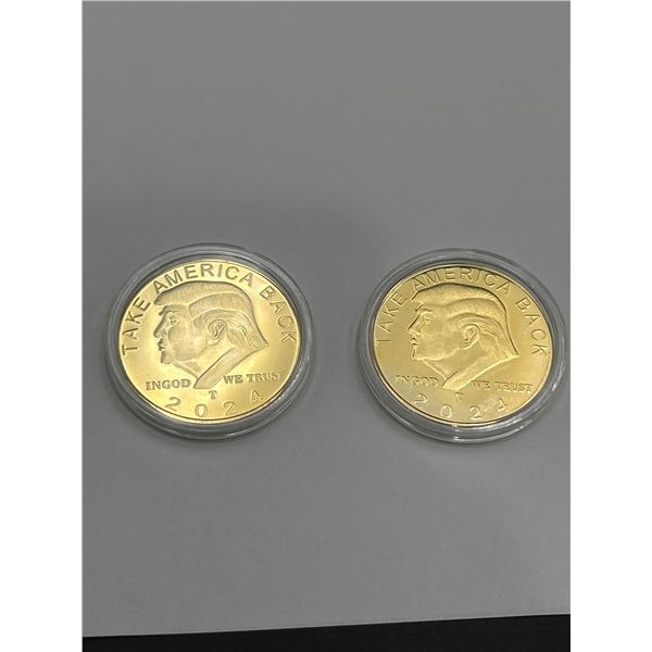 2024 Donald Trump Commemorative Coins – Set of 2, Gold-Tone Pieces