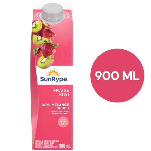 SunRype Fraise Kiwi Juice, 12 x 900 mL, 100 Percent Juice Blend