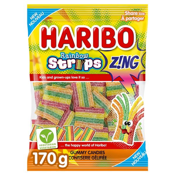 Haribo Rainbow Strips Zing 12 x 170g Bags