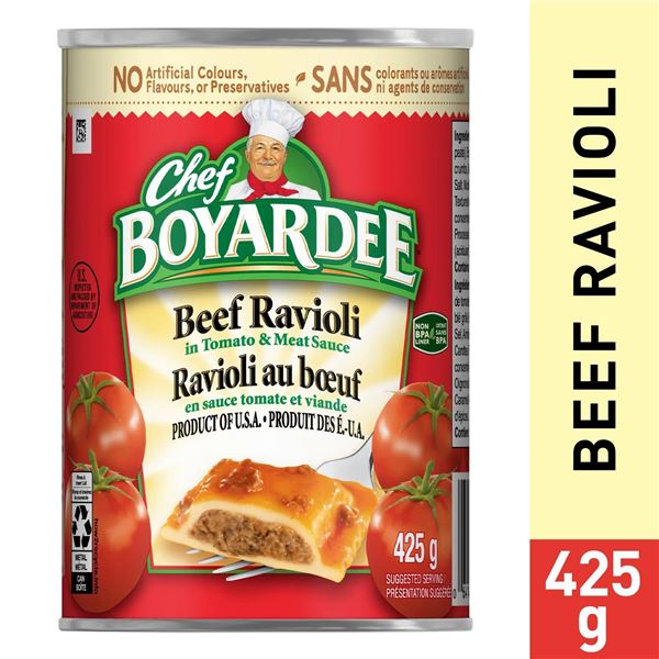 Chef Boyardee Beef Ravioli 8 Cans in Tomato & Meat Sauce 425g Each