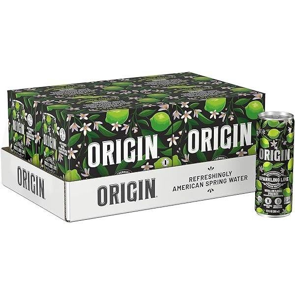 Origin Organic Sparkling Water Lime Flavor – 24 Cans x 355 mL