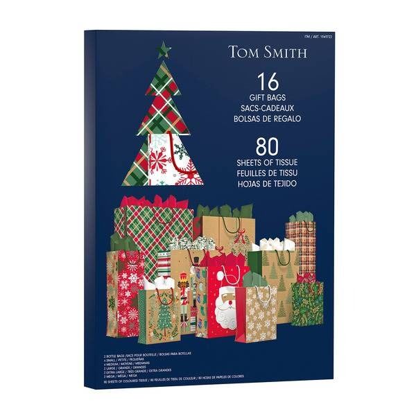 Tom Smith 16 Gift Bags With 80 Sheets of Tissue