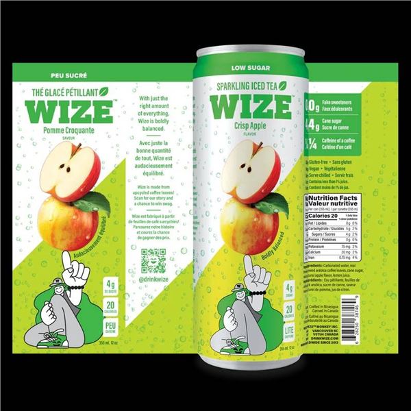 Wize Iced Tea Sparkling Apple Beverage, Pack of 12