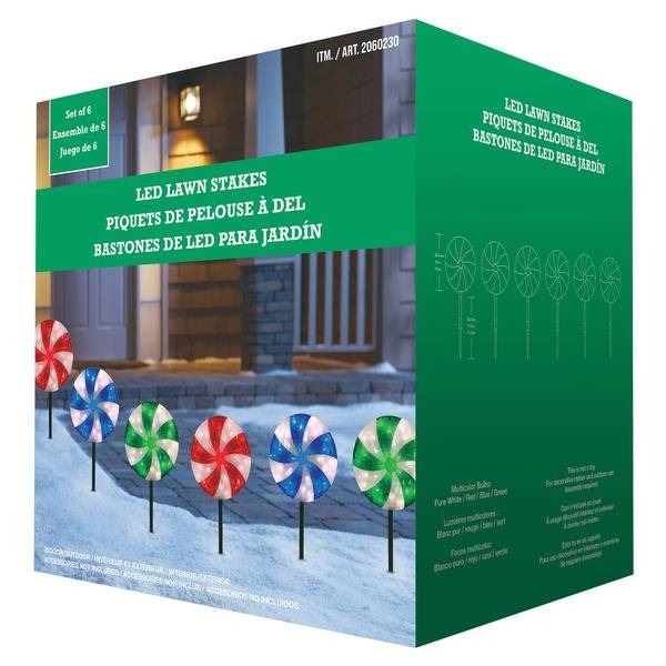 6 LED Lawn Stakes With Multicolor Display