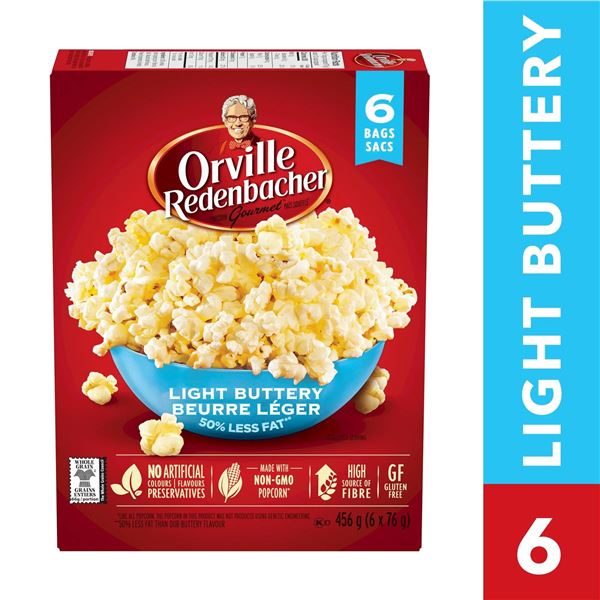 CASE LOT Orville Redenbacher Light Buttery Popcorn 6 x 457g (2.73kg)