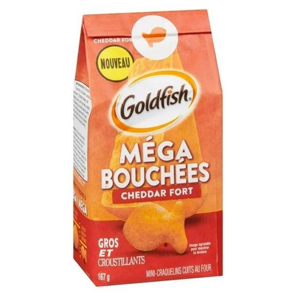 Pepperidge Farm Goldfish Mega Bites Cheddar, 167g – Case of 12 Units