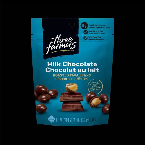 Three Farmers Milk Chocolate Roasted Fava Beans 6 x 100g