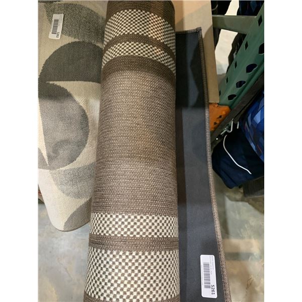 Brown and White Patterned Roll Rug