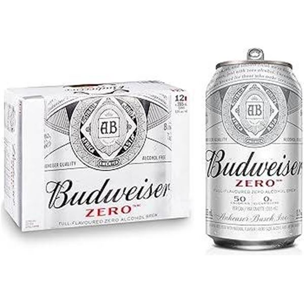 Budweiser Zero Non-Alcoholic Beer, 12 x 355 mL Cans