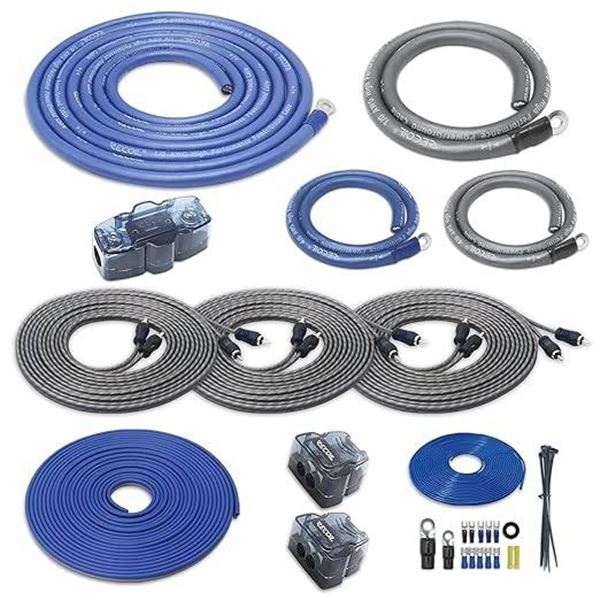 Recoil RCK0D True 0 Gauge Car Audio Dual Amplifiers CCA Wiring Installation Kits with OFC RCA Cable