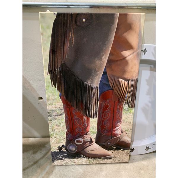 Cowboy Boots Wall Art Panel with Western Theme