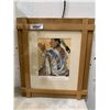 Image 1 : Framed Native American-Themed Lithograph Print With Wooden Frame